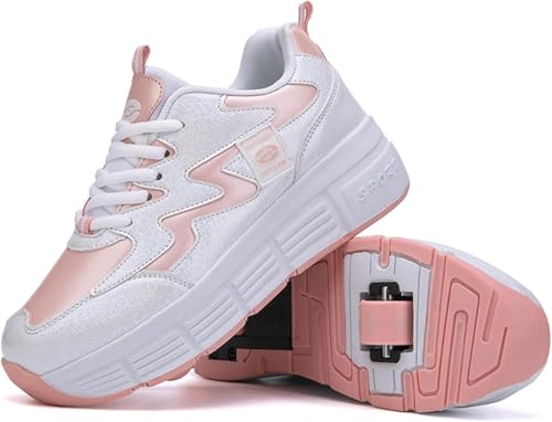 Verformbare Automatische Wanderschuhe Unsichtbarer Rollschuh Abnehmbarer Skate Unsichtbare Schuhe, 2 In 1 Wanderschuhe Rollschuhe, Pink, 32 EU Verformbare Automatische Wanderschuhe Unsichtbarer Rollschuh Abnehmbarer Skate Unsichtbare Schuhe, 2 In 1 Wanderschuhe Rollschuhe, Pink, 32 EU von Generic