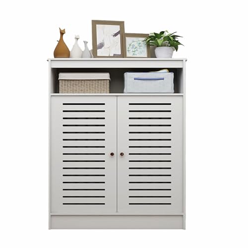 Verkleidung Heizkörper,Lamellengrill-Regalschrank,Heizungsverkleidung Weiß,Heizkörperverkleidung Für Alte Heizkörper,Mit 2 Türen,Heizung Verkleidung Verstaute Rohre Verstecken(L90xH100xT20cm) von Generic