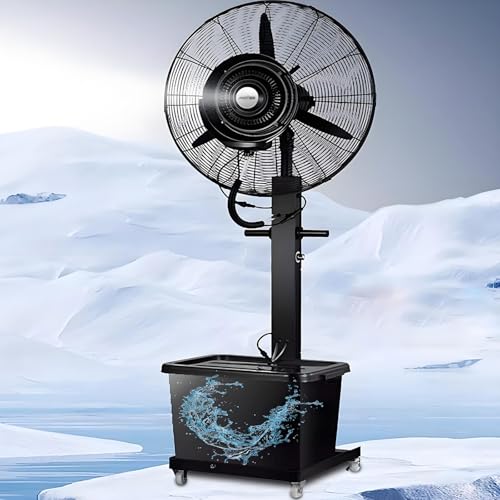 Vernebelte Ventilatoren für Draußen Sprühventilator mit Wasser Nebelventilator Standventilator Gewerblicher mit Wassertank 3 Windmodi 90° Oszillierend Wasserkühlung für Terrasse(650mm/26in) von Generic