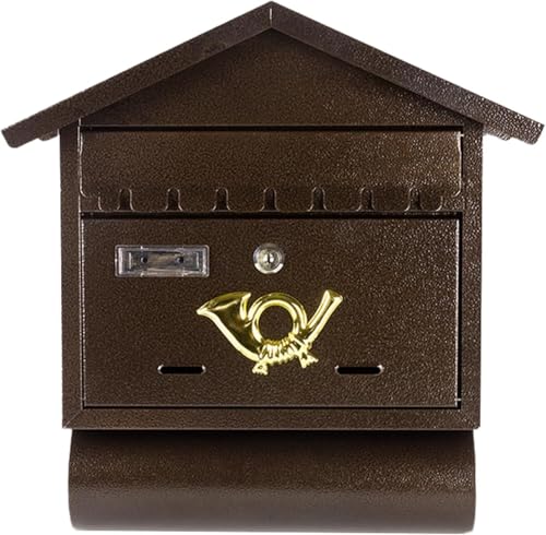 Verschließbare Briefkästen Für Die Wandmontage, Vintage-briefkästen Für Das Haus Im Freien, Verzinkte Abdeckung Und Rostfreier Briefkasten Aus Metall, Zeitungsfach 15 X 6 X 16 Zoll, Brown von Generic