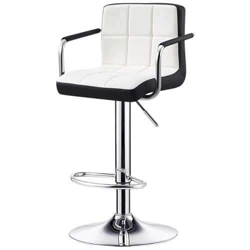 Verstellbare, Drehbare Bar Chair aus PU-Leder mit Rückenlehne, Hydraulische Barstools mit Küchenthekenhöhe und Armlehne, Stabiles Fahrgestell, für Küche, Esszimmer(Natural) von Generic