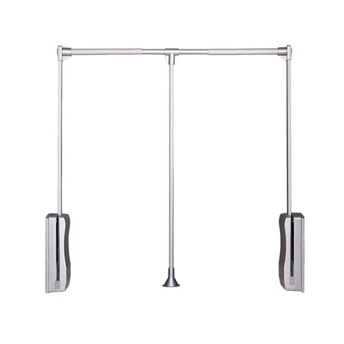 Verstellbare, herunterziehbare Kleiderschrank-Gleitschiene, Platz sparen mit der Hebestange, Zweiwege-Puffer-Herunterziehen erleichtert das Herunterziehen der Kleiderstange(Silver,670-900mm) von Generic