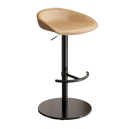 Verstellbare Barhocker mit Sattelleder, Drehbare Thekenstühle mit Rückenlehne und Fußstütze, 150 kg Tragkraft für Küche, Bar und Esszimmer(Beige,Small) von Generic