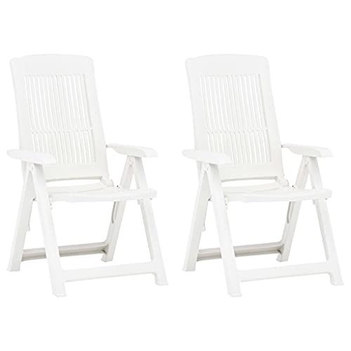 Verstellbare Gartenstühle 2 STK. Kunststoff Weiß,48766 von Generic