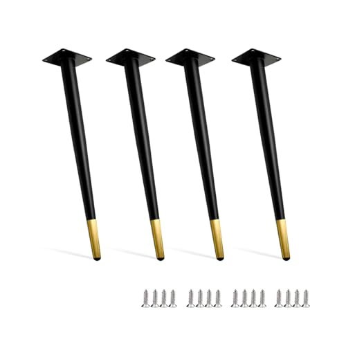 Verstellbare Metall Möbelfüße 4er Set 20cm Schwarz/Gold Moderne und Stilvolle Ersatzbeine für Tisch Schreibtisch Stuhl Schrank Kommode Schlafsofa Home Decor Upgrade von Generic