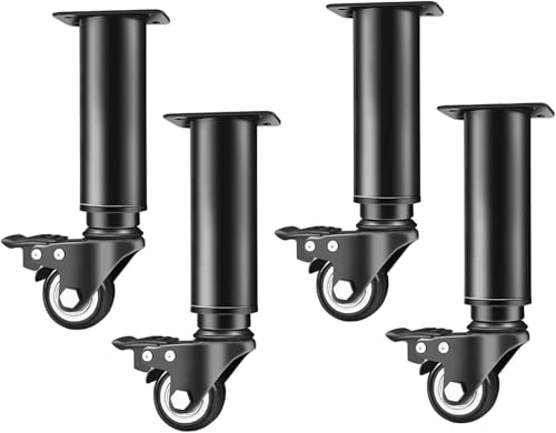 Verstellbare Möbelbeine Aus Metall Mit Drehbaren Lenkrollen 4pcs Stehpultbeine Verstellbare Tischbeine Für Die Schrankaufbewahrung Regalstuhl Kommode Couchtisch, A, 24cm von Generic