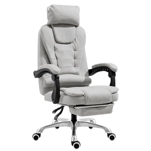 Verstellbarer Chefsessel Mit Lendenwirbelstütze, Chefsessel Mit Hoher Rückenlehne Und Technischem Stoffbezug, Tragkraft: 109 Kg(Light Grey) von Generic