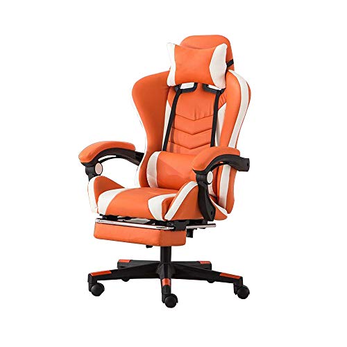 Verstellbarer Gaming-Stuhl mit hoher Rückenlehne und Fußstütze, Kopfstütze und Lendenwirbelstütze, ergonomischer E-Sport-Bürostuhl in mehreren Farboptionen: Orange und Weiß Verstellbarer Gaming-Stuhl mit hoher Rückenlehne und Fußstütze, Kopfstütze und Lendenwirbelstütze, ergonomischer E-Sport-Bürostuhl in mehreren Farboptionen: Orange und Weiß von Generic