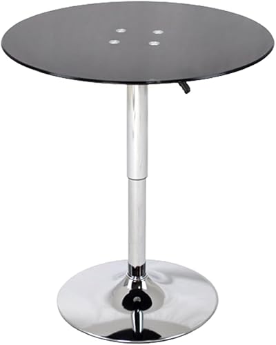 Verstellbarer Runder Pub-Tisch, Theke, Barhöhe, Glastischplatte, Bartische, Hohe Cocktailtische, Bistrotisch Mit Vergrößerndem Metallfuß, 80cm von Generic