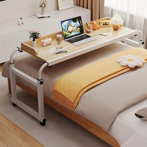 Verstellbarer Schreibtisch, Betttisch Auf Rollen, Höhen- Und Längenverstellbarer Nachttisch Mit Sideboard-Ständer, Geeignet Für Schlafzimmer(Beige) von Generic