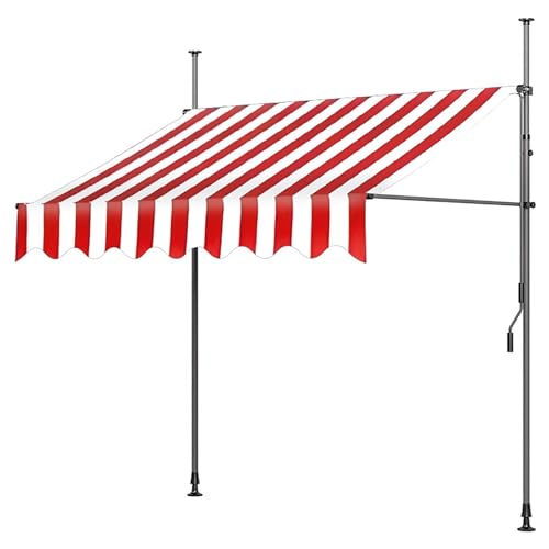 Verstellbares Markisendach for Terrassentüren und Fenster mit manueller Kurbel, manuelle einziehbare Markise, Faltbarer Sonnenschutz, kein Bohren erforderlich, Baldachin(5,210x150cm/82.68x59in) von Generic