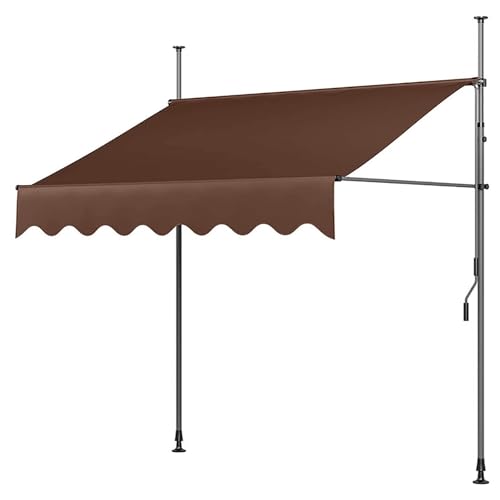 Verstellbares Markisendach for Terrassentüren und Fenster mit manueller Kurbel, manuelle einziehbare Markise, Faltbarer Sonnenschutz, kein Bohren erforderlich, Baldachin(8,340x150cm/133.86x59in) von Generic