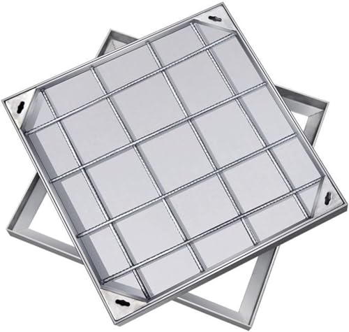 Verzinkter Schachtdeckel Und Edelstahlrahmenhöhe 5 cm / 8 cm Eingebetteter Schachtdeckel Unsichtbar Dekoriert Für Gartenterrassen Im Freien, Silver, 80x80x5cm von Generic