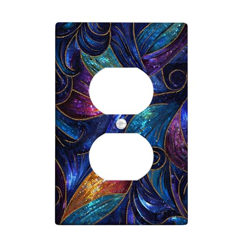 Vibrant Swirl Lichtschalter-Abdeckplatten/Steckdosenabdeckungen, dekorative Wandakzente, thermoplastische Wandplatten, Standardgröße, Einzel-Duplex-Steckdose in Blau und Violett Vibrant Swirl Lichtschalter-Abdeckplatten/Steckdosenabdeckungen, dekorative Wandakzente, thermoplastische Wandplatten, Standardgröße, Einzel-Duplex-Steckdose in Blau und Violett von Generic