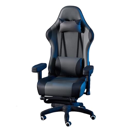 Video Gaming Stuhl, Ergonomischer Bürostuhl mit Hoher Rückenlehne, Fußstütze und Lendenkissen, Drehbare Hebearmlehne für Zuhause und Gaming(Gray) von Generic