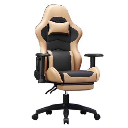 Videospielstühle für Büro/Schlafzimmer/Gaming Längenverstellbare Fußstütze mit Lendenwirbelstütze und breitem Kissen Schreibtischstuhl mit hoher Rückenlehne von Generic