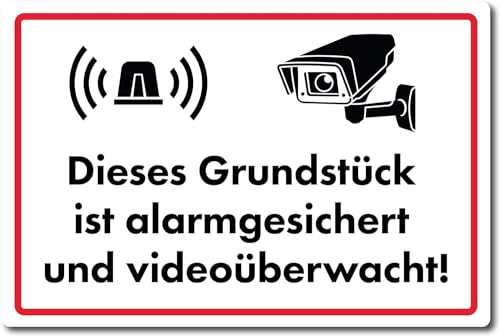 Videoüberwachung und Alarmsicherung Warnschild 30 x 20 cm aus PVC (wetterfest) von Generic