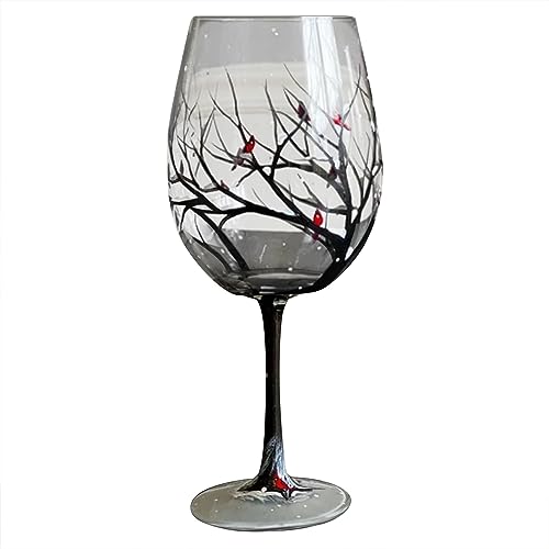 Vier Jahreszeiten Weingläser handbemalt Kunst Geschenk für liebe Frühling Sommer Herbst Winter Gläser Flaschenbürstenreiniger (D, One Size) von Generic