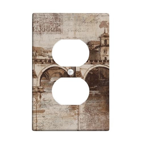 Vintage Bridge Lichtschalter-Abdeckplatte/Steckdosenabdeckungen, braunes antikes Design für Wohnkultur, Thermoplastische Wandplatten, Standardgröße Einzel-Duplex-Steckdose Vintage Bridge Lichtschalter-Abdeckplatte/Steckdosenabdeckungen, braunes antikes Design für Wohnkultur, Thermoplastische Wandplatten, Standardgröße Einzel-Duplex-Steckdose von Generic