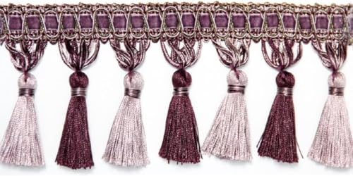 Vintage Fransen Quaste Tring, 4 Yards Geflochtene Hängende Perlen Quaste Fransen Tring, Quaste Fransen Hängende Kugel Trim Geflochtenes Band Vorhang Trim Laterne Trabend, Purple Vintage Fransen Quaste Tring, 4 Yards Geflochtene Hängende Perlen Quaste Fransen Tring, Quaste Fransen Hängende Kugel Trim Geflochtenes Band Vorhang Trim Laterne Trabend, Purple von Generic
