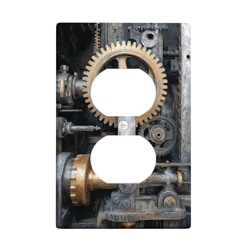 Vintage Gear Lichtschalter-Abdeckplatten/Steckdosenabdeckungen, rustikales Bronze-Mechanismus-Design für Heimdekoration, thermoplastische Wandplatten, Standardgröße, Einzel-Duplex-Steckdose Vintage Gear Lichtschalter-Abdeckplatten/Steckdosenabdeckungen, rustikales Bronze-Mechanismus-Design für Heimdekoration, thermoplastische Wandplatten, Standardgröße, Einzel-Duplex-Steckdose von Generic