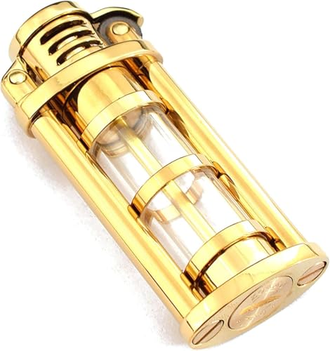 Vintage Kerosin Feuerzeug Mit Transparentem Öltank Nachfüllbares Antikes Feuerzeug Soft Flame Rad Zündung Mann Geschenke Feuerzeug, Yellow Vintage Kerosin Feuerzeug Mit Transparentem Öltank Nachfüllbares Antikes Feuerzeug Soft Flame Rad Zündung Mann Geschenke Feuerzeug, Yellow von Generic