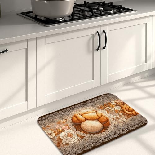 Vintage-Küchenmatten für Boden, dekoratives Blumenmuster, weiche Matten, gepolstert, bequem, waschbar, rutschfest, für Küchenspüle, Waschküche, Badezimmer, 50,8 x 78,9 cm von Generic
