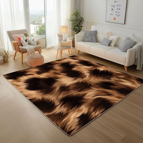 Vintage-Tierfell-Texturen Teppich Wohnzimmer 140x200cm Moderner Weicher Teppisch Rugs for Living Room Dunkel Vintage Rutschfester Teppich, maschinenwaschbar, für Schlafzimmer, Flur Vintage-Tierfell-Texturen Teppich Wohnzimmer 140x200cm Moderner Weicher Teppisch Rugs for Living Room Dunkel Vintage Rutschfester Teppich, maschinenwaschbar, für Schlafzimmer, Flur von Generic