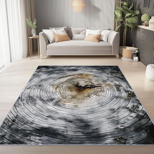 Vintage Waschbarer Teppich Wohnzimmer 60 x 110 cmKurzflor rutschfest Baumringe Natur Vintage Teppich Weich Teppiche mit Druckmuster für Schlafzimmer, Esszimme Braun Grau Vintage Waschbarer Teppich Wohnzimmer 60 x 110 cmKurzflor rutschfest Baumringe Natur Vintage Teppich Weich Teppiche mit Druckmuster für Schlafzimmer, Esszimme Braun Grau von Generic