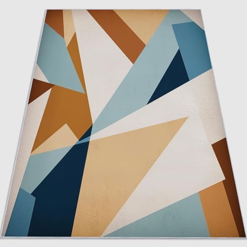 Vintage Waschbarer Teppich Wohnzimmer 60 x 110 cmKurzflor rutschfest Geometrische Moderne abstrakte Linien Teppich Weich Teppiche mit Druckmuster für Schlafzimmer, Esszimme Blau Braun Vintage Waschbarer Teppich Wohnzimmer 60 x 110 cmKurzflor rutschfest Geometrische Moderne abstrakte Linien Teppich Weich Teppiche mit Druckmuster für Schlafzimmer, Esszimme Blau Braun von Generic