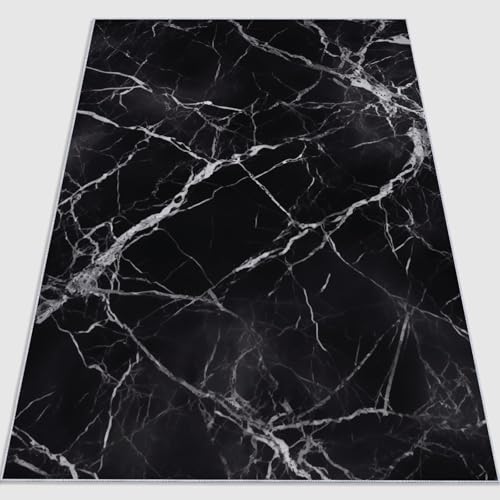 Vintage Waschbarer Teppich Wohnzimmer 60 x 110 cmKurzflor rutschfest Marmorstruktur Schwarz und Weiß Teppich Weich Teppiche mit Druckmuster für Schlafzimmer, Esszimme Schwarz Weiß Vintage Waschbarer Teppich Wohnzimmer 60 x 110 cmKurzflor rutschfest Marmorstruktur Schwarz und Weiß Teppich Weich Teppiche mit Druckmuster für Schlafzimmer, Esszimme Schwarz Weiß von Generic
