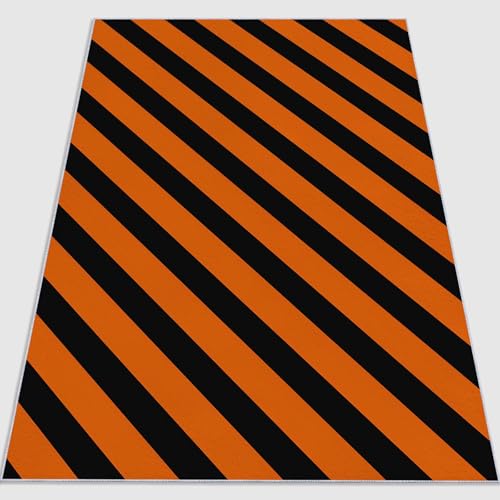 Vintage Waschbarer Teppich Wohnzimmer 60 x 110 cmKurzflor rutschfest Moderner Streifen-Warnstil Teppich Weich Teppiche mit Druckmuster für Schlafzimmer, Esszimme Orange Schwarz Vintage Waschbarer Teppich Wohnzimmer 60 x 110 cmKurzflor rutschfest Moderner Streifen-Warnstil Teppich Weich Teppiche mit Druckmuster für Schlafzimmer, Esszimme Orange Schwarz von Generic