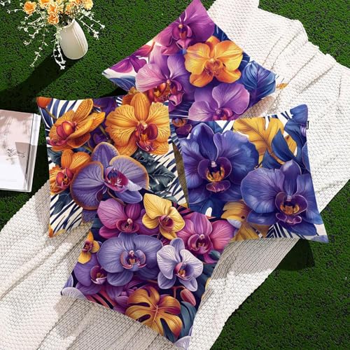 Violett Kissenbezug 50 x 50 cm, Outdoor Kissen Wetterfest Sofakissen Tropische Pflanzen Kissenbezüge, 4er Set Deko Kissen Kissenhülle Leinen Kopfkissenbezug für Balkon Garten Terrasse Wohnzimmer f859 Violett Kissenbezug 50 x 50 cm, Outdoor Kissen Wetterfest Sofakissen Tropische Pflanzen Kissenbezüge, 4er Set Deko Kissen Kissenhülle Leinen Kopfkissenbezug für Balkon Garten Terrasse Wohnzimmer f859 von Generic