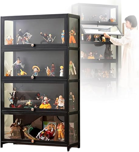 Vitrine Curio Cabinet Showcase Vitrine 5 Ebenen Acryl Vitrine 60/70/80cm Figur Vitrine Wohnzimmer Schlafzimmer, One Color, 80x32x140cm von Generic