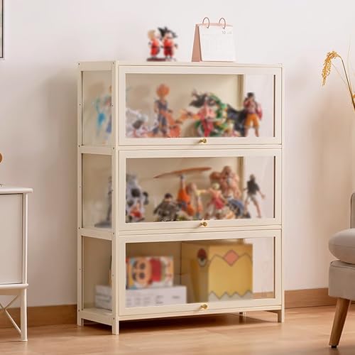 Vitrinenschrank mit Klappe, Großer Curio Vitrine, Multifunktionale Staubdichte Vitrine for Wohnzimmer, Schlafzimmer und Büro, Dreiseitig Transparentes Acrylglas von Generic