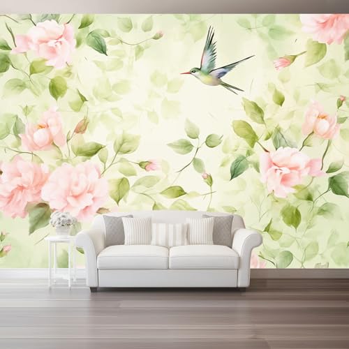 Vlies Fototapete Aquarellpflanzen Rosa Rose Vogel 3D Effekt 400 X 280 Cm - Foto Tapete Moderne Vliestapete Xxl Wandtapete Motivtapeten Dekoration Für Wohnzimmer Vlies Fototapete Aquarellpflanzen Rosa Rose Vogel 3D Effekt 400 X 280 Cm - Foto Tapete Moderne Vliestapete Xxl Wandtapete Motivtapeten Dekoration Für Wohnzimmer von Generic
