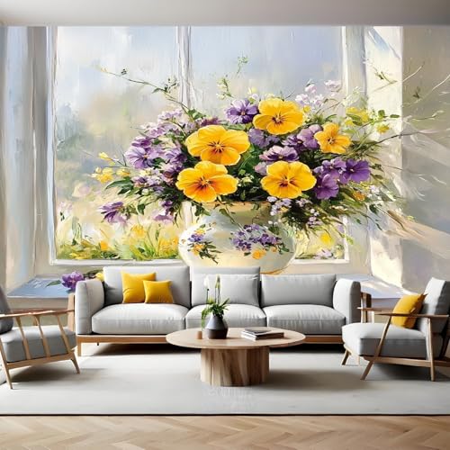 Vlies Fototapete Blumen Balkonblumen Moderne Wandtapete Wohnzimmer Schlafzimmer 250 x 180 cm Wandtapete Panorama Poster Wandbild für Kinderzimmer von Generic