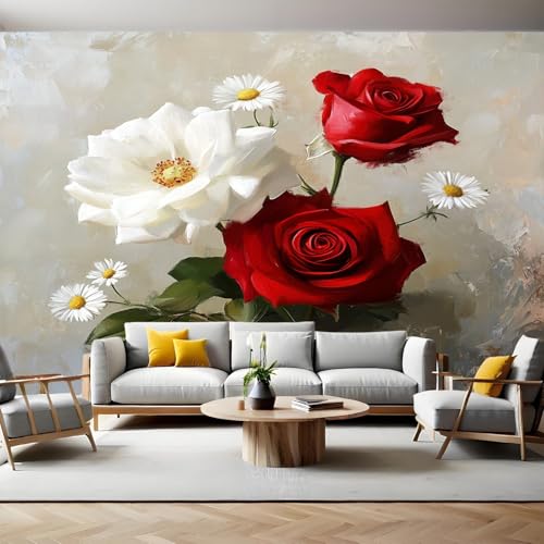 Vlies Fototapete Blumen Rose Moderne Wandtapete Wohnzimmer Schlafzimmer 250 x 180 cm Wandtapete Panorama Poster Wandbild für Kinderzimmer von Generic