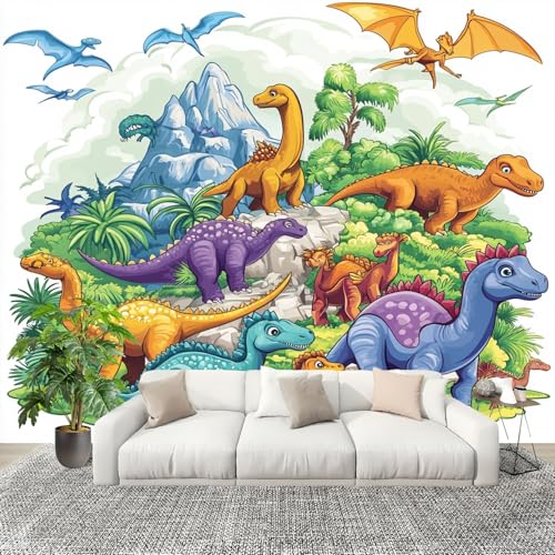 Vlies Fototapete Dinosauriermuster FüR Kinder 400x280 cm - Fototapeten - Bunt Tapeten - für Wohnzimmer Schlafzimmer - Vliestapete Wandtapete Tapete 3D Effekt Vlies Fototapete Dinosauriermuster FüR Kinder 400x280 cm - Fototapeten - Bunt Tapeten - für Wohnzimmer Schlafzimmer - Vliestapete Wandtapete Tapete 3D Effekt von Generic