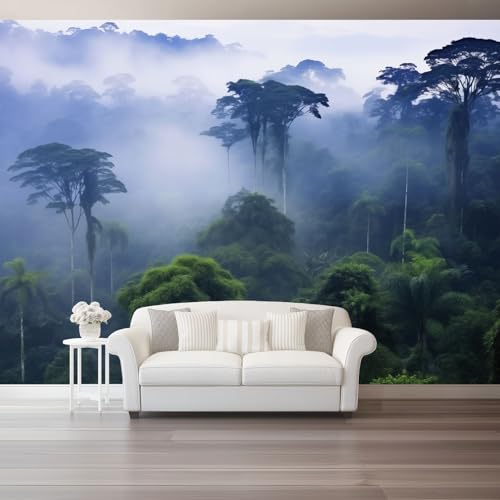 Vlies Fototapete Natur Blau Regenwald Nebel 3D Effekt 250 X 175 Cm - Foto Tapete Moderne Vliestapete Xxl Wandtapete Motivtapeten Dekoration Für Wohnzimmer Schlafzimmer von Generic