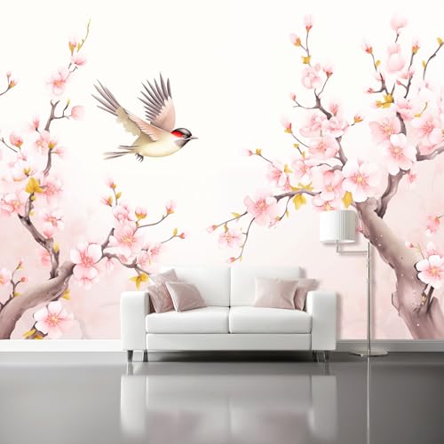 Vlies Fototapete Orientalische Tuschemalerei Rosa Pfirsichblüte Fliegende Vögel 3D Effekt 400 X 280 Cm - Fototapete Moderne Vliestapete Xxl Wandtapete Fototapeten Dekoration Für Wohnzimmer Vlies Fototapete Orientalische Tuschemalerei Rosa Pfirsichblüte Fliegende Vögel 3D Effekt 400 X 280 Cm - Fototapete Moderne Vliestapete Xxl Wandtapete Fototapeten Dekoration Für Wohnzimmer von Generic