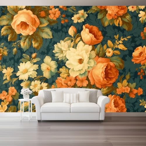 Vlies Fototapete Retro-Blumen Orange Rose Blumen 3D Effekt 400 X 280 Cm - Foto Tapete Moderne Vliestapete Xxl Wandtapete Motivtapeten Dekoration Für Wohnzimmer Schlafzimmer Vlies Fototapete Retro-Blumen Orange Rose Blumen 3D Effekt 400 X 280 Cm - Foto Tapete Moderne Vliestapete Xxl Wandtapete Motivtapeten Dekoration Für Wohnzimmer Schlafzimmer von Generic