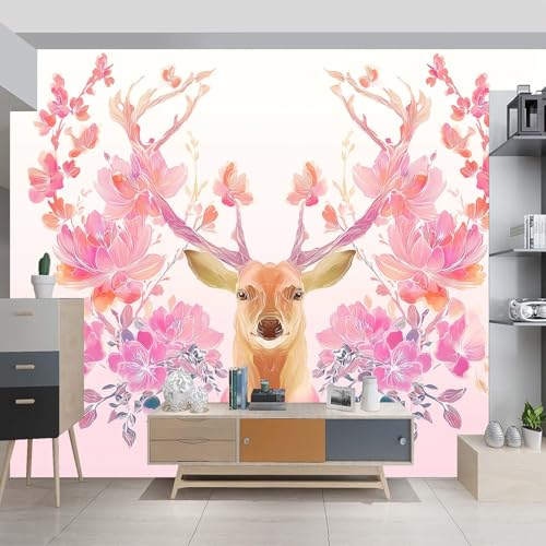 Vlies Fototapete Rosa Wandtapete 400 x 280 cm, Aquarell Blumen Hirsch, Hochwertige Qualität Moderne Wanddekoration für Wohnzimmer & Schlafzimmer Vlies Fototapete Rosa Wandtapete 400 x 280 cm, Aquarell Blumen Hirsch, Hochwertige Qualität Moderne Wanddekoration für Wohnzimmer & Schlafzimmer von Generic
