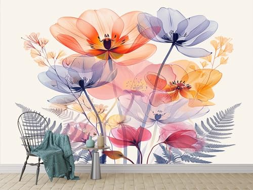 Vlies Tapeten Wandtapete Einfacher Stil Botanisch Floral Aquarell Muster 3D Wandbild Wohnzimmer Wanddekoration Fototapete 3D Tapete Effekt 250x175 Cm von Generic