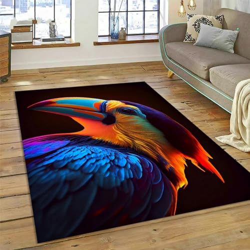 Vögel Farbe Papagei Papagei 3D Gedruckter Teppich Rutschfester Teppich Für Wohnzimmer Schlafzimmer Bodenmatte Outdoor-Teppich Geburtstagsgeschenk 80 X 120 Cm / 31.5" X 47.2" - Leicht Zu Reinigen -0P5E von Generic