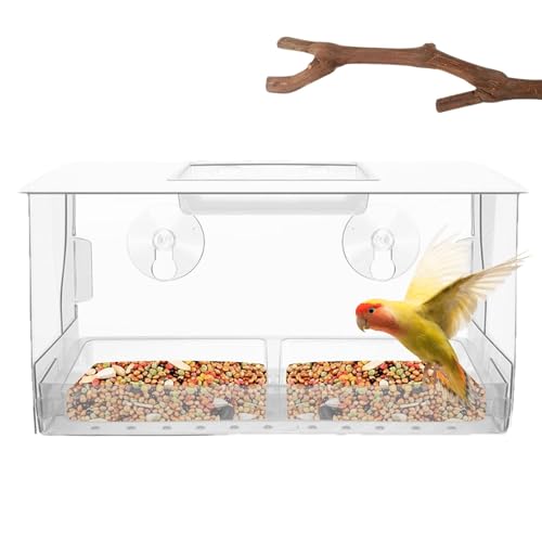Vogelfutterhaus für , Gartendekoration, Vogelfutterhaus für den Außenbereich mit 2 abnehmbaren Tabletts für Vogelfutterstation zur Beobachtung, transparente Fensterablage von Generic
