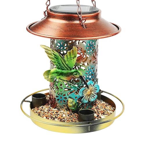 Vogelfutterstation aus Metall, Vogelfutterstation für den Außenbereich, mit LED-Licht, Landschaftsbeleuchtung, Dekoration, Solar-Gartenlaterne für Garten, Hof, Terrasse Vogelfutterstation aus Metall, Vogelfutterstation für den Außenbereich, mit LED-Licht, Landschaftsbeleuchtung, Dekoration, Solar-Gartenlaterne für Garten, Hof, Terrasse von Generic
