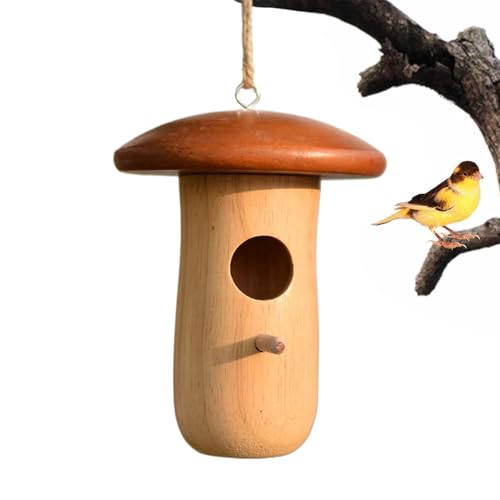 Vogelhaus - lustige Spielzeughumorhäuser | Colibrí Nest | Hummingbird Nisting Shelter | Holzkabine Form Pilze, Tierheime im Außengarten, Baum, Balkon, Terrasse und Terrasse von Generic