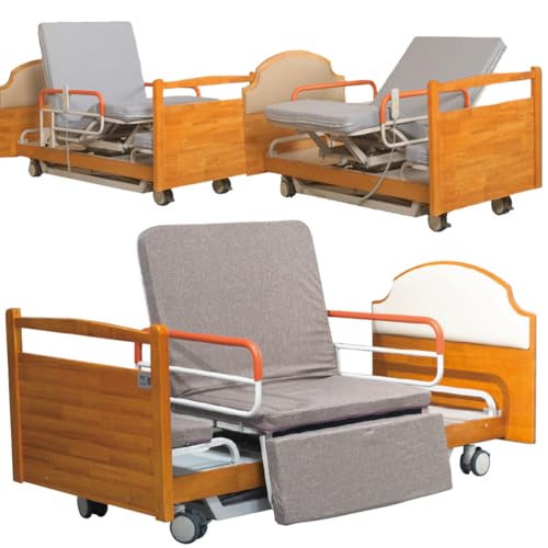 Vollelektrische Krankenhausbetten mit Rotationsdesign, elektrisches medizinisches Bett mit 5 Funktionen für zu Hause mit Einstellbarer Hubfunktion, Matratze bis zu 530 lbs von Generic