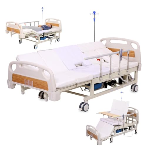 Vollelektrisches, kippbares medizinisches Bett für den Heimgebrauch, Krankenhausbett mit 10 Funktionen, Matratze, Geländer, leisen Rädern, bis zu 210 x 96 x 55 cm (530 lbs) von Generic